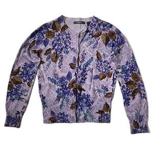 Vtg Liz Claiborne juniors sweater size M Floral Button Up Lightweight Cardigan